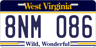 WV license plate 8NM086