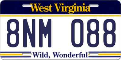 WV license plate 8NM088