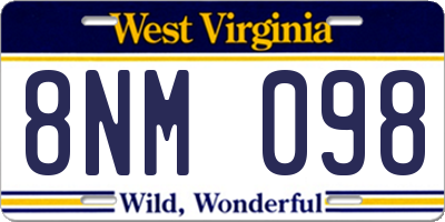 WV license plate 8NM098