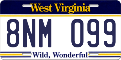 WV license plate 8NM099