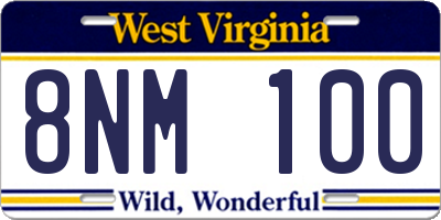 WV license plate 8NM100