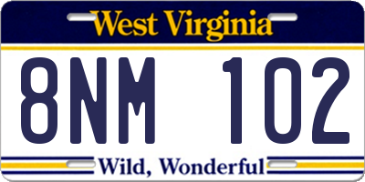 WV license plate 8NM102