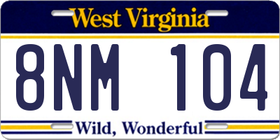 WV license plate 8NM104