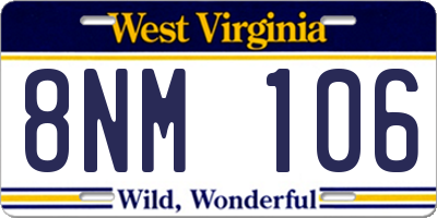 WV license plate 8NM106