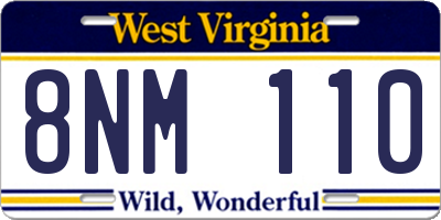 WV license plate 8NM110