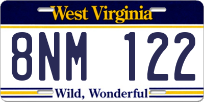 WV license plate 8NM122