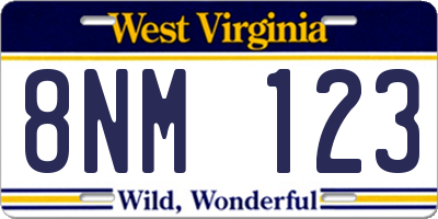 WV license plate 8NM123