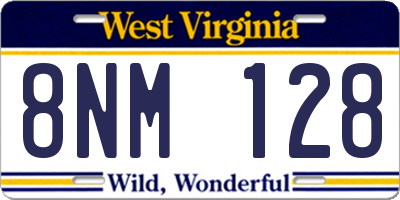 WV license plate 8NM128