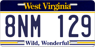 WV license plate 8NM129