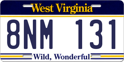 WV license plate 8NM131