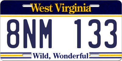 WV license plate 8NM133