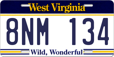WV license plate 8NM134