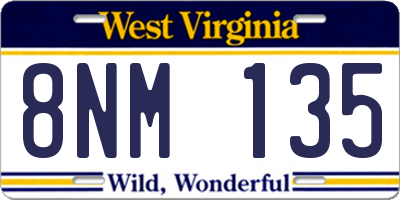 WV license plate 8NM135