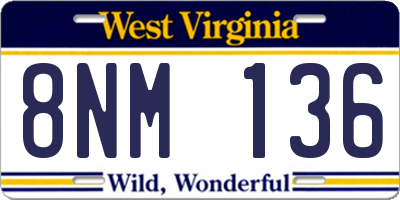 WV license plate 8NM136