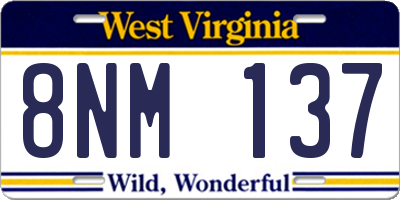 WV license plate 8NM137