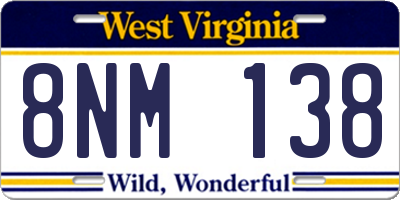 WV license plate 8NM138