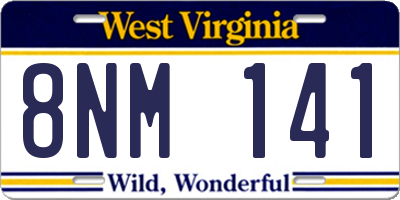 WV license plate 8NM141