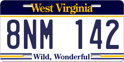 WV license plate 8NM142