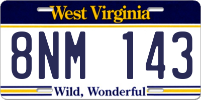 WV license plate 8NM143