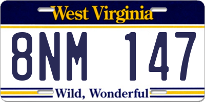 WV license plate 8NM147