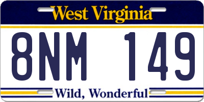 WV license plate 8NM149