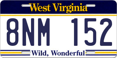WV license plate 8NM152
