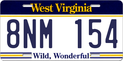 WV license plate 8NM154