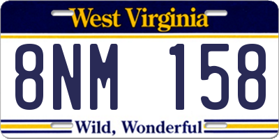 WV license plate 8NM158
