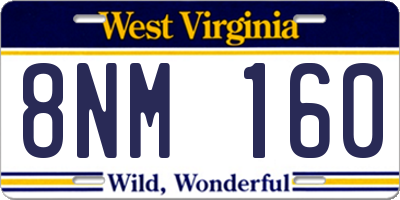 WV license plate 8NM160