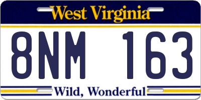 WV license plate 8NM163