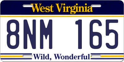WV license plate 8NM165