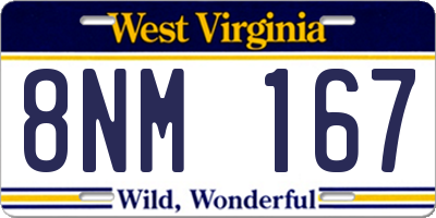 WV license plate 8NM167