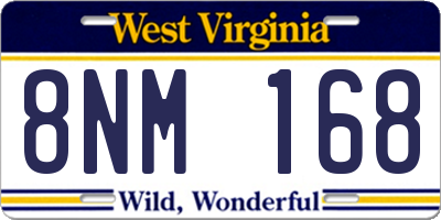 WV license plate 8NM168