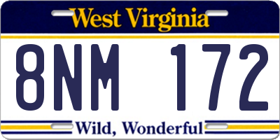 WV license plate 8NM172