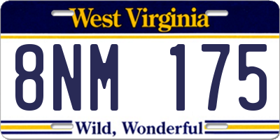 WV license plate 8NM175