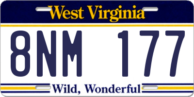 WV license plate 8NM177