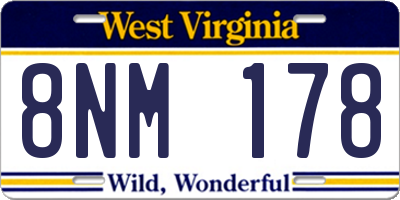 WV license plate 8NM178