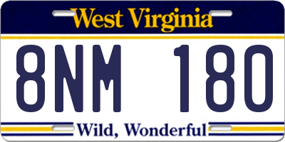 WV license plate 8NM180