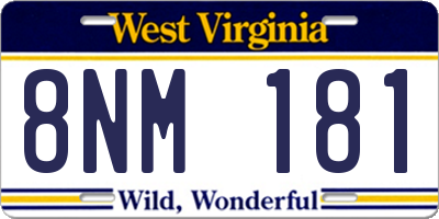 WV license plate 8NM181