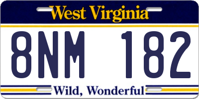 WV license plate 8NM182