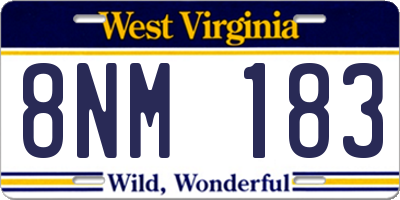 WV license plate 8NM183
