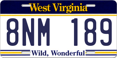 WV license plate 8NM189