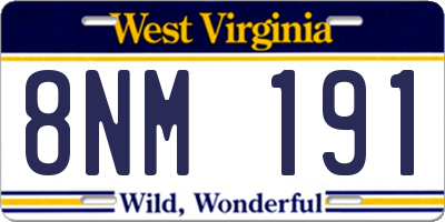 WV license plate 8NM191