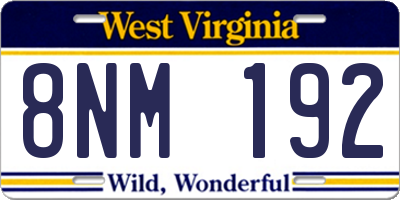 WV license plate 8NM192