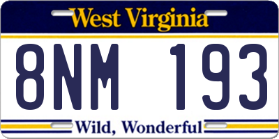WV license plate 8NM193