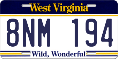 WV license plate 8NM194