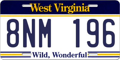 WV license plate 8NM196