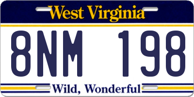 WV license plate 8NM198