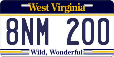 WV license plate 8NM200