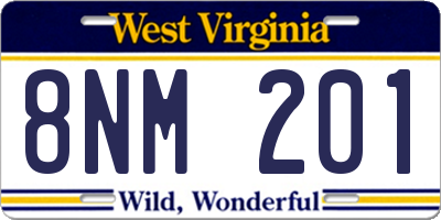 WV license plate 8NM201